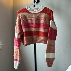 SHEIN, Pink Striped color block sweater, S